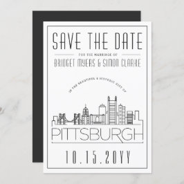 Invitación Boda de Pittsburgh |Línea de horizonte estilizada