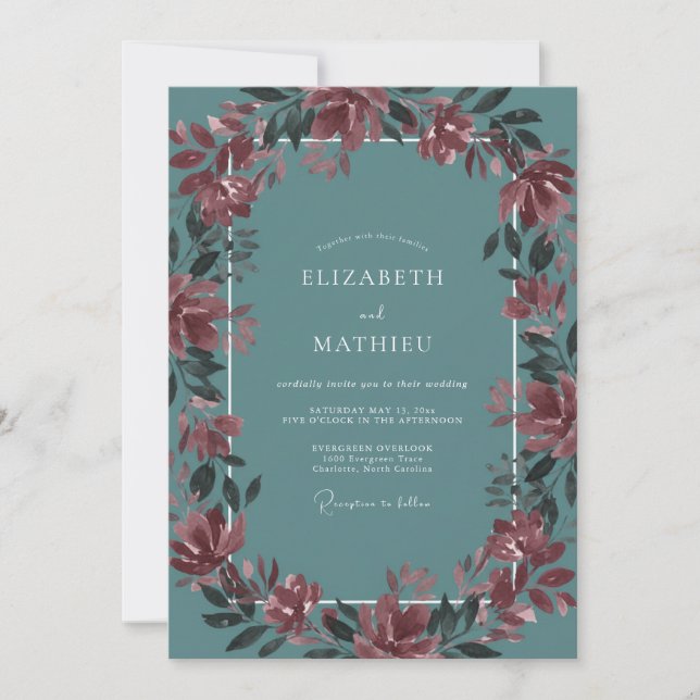 Invitación Boda de Pizarra de Vid Marrón (Anverso)