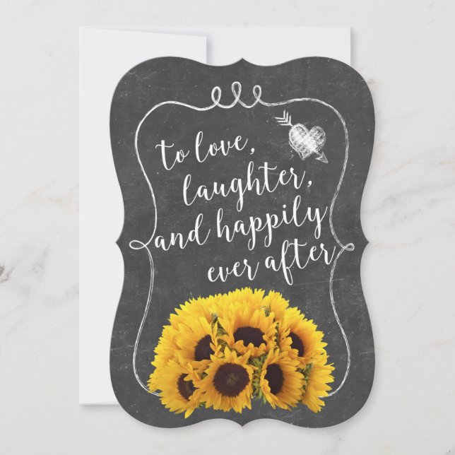 Invitación Boda de pizarra elegante de girasol rústico (Anverso)