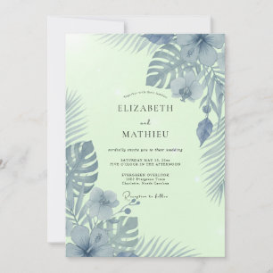 Invitación Boda de pizarra menta palma eucalipto
