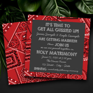 Invitación Boda de pizarra rústica de bandana roja