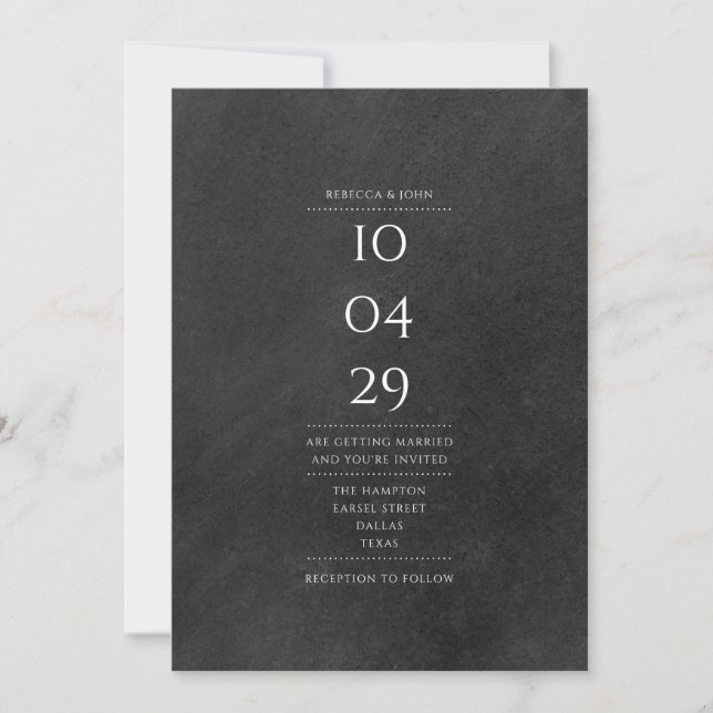 Invitación Boda de Pizarra Rústica Simple Fecha Especial (Anverso)