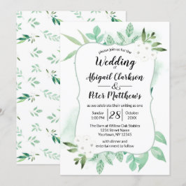 Invitación Boda de Plantas de acuarela botánica de follaje fr