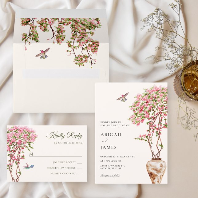Invitación Boda de plantas de color rosa (Subido por el creador)