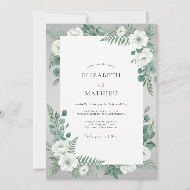 Invitación Boda de plata con eucalipto espuma de mar (Anverso)