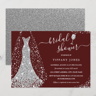 Invitación Boda de plata de Borgoña Vestido ducha de novia