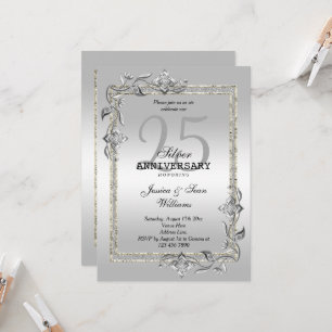 Invitación Boda de plata de Gem & Glitter 25 Aniversario de b