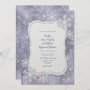 Invitación Boda de plata del invierno de los copos de nieve