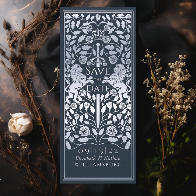 Invitación Boda de plata medieval Blue Royal Lion (Subido por el creador)