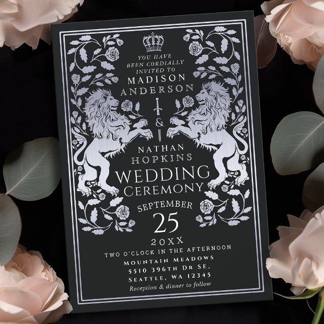 Invitación Boda de plata medieval del León Real Negro (Subido por el creador)