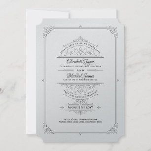 Invitación Boda de plata metálica de Regencia Vintage