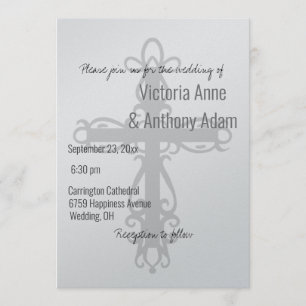 Invitación Boda de Plata Metálica Religiosa Cruzada Cristiana