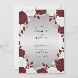 Invitación Boda de plata Peonía Carmesí