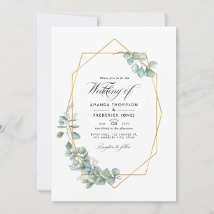 Invitación Boda de plata salvia geométrica eucalipto foto