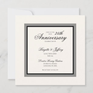 Invitación Boda de plata simple moderna blanca 25 aniversario