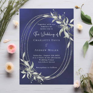 Invitación Boda de platería azul marino