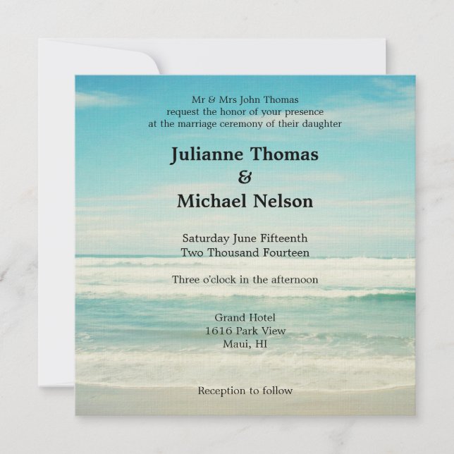 Invitación Boda de playa (Anverso)