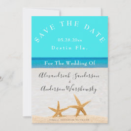 Invitación Boda de playa 2 Starfish en arena Guardar la fecha