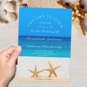 Invitación Boda de playa 2 Starfish en el Boda de arena