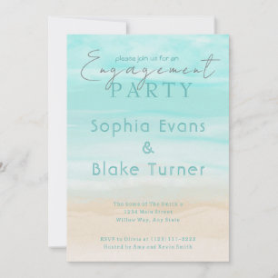 Invitación Boda de Playa Abstracta Moderna Fiesta de Compromi
