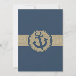 Invitación Boda de playa Anchor Navy Blue Stripes