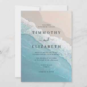 Invitación Boda de Playa Arena Azul Océano Boda