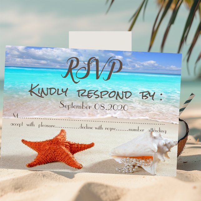 Invitación Boda de Playa Arena Conchas RSVP (Subido por el creador)