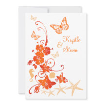 Boda de playa | Arena, Naranja, blanco | Flores