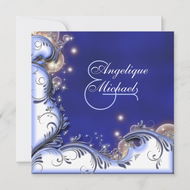 Invitación Boda de playa azul costero tropical marfil (Anverso)