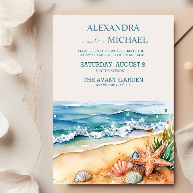 Invitación Boda de playa azul de verano (Subido por el creador)
