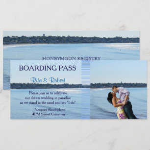 Invitación Boda de playa Billete de embarque de parejas-