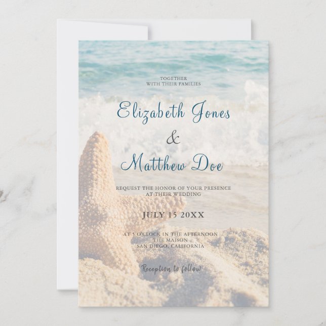 Invitación Boda de playa - Boda de playa - Playa romántica (Anverso)
