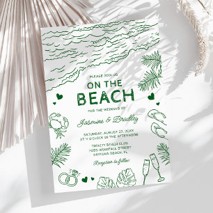 Invitación Boda de playa caprichosa con garabatos
