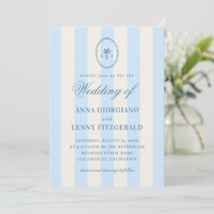 Invitación Boda de Playa Clásica con Monograma de Palmera a R