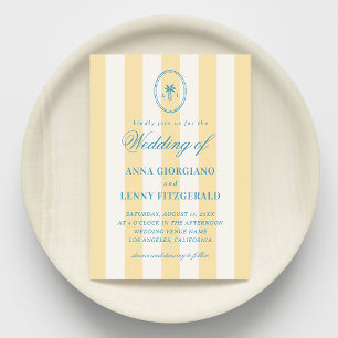 Invitación Boda de Playa Clásica con Monograma de Palmera a R