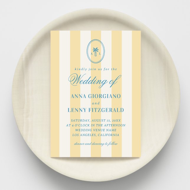 Invitación Boda de Playa Clásica con Monograma de Palmera a R (Subido por el creador)