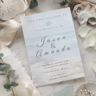 Invitación Boda de Playa con Acuarela Suave