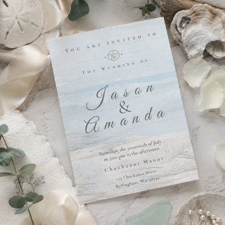 Invitación Boda de Playa con Acuarela Suave