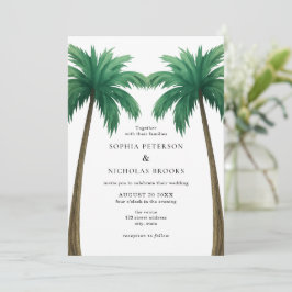 Invitación Boda de Playa con Foto Minimalista de Palmeras Tro