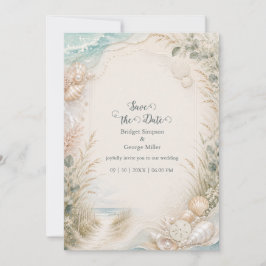 Invitación Boda de playa de acuarela costera romántica