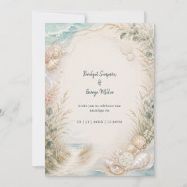Invitación Boda de playa de acuarela costera romántica