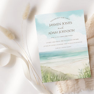 Invitación Boda de playa de acuarela tropical