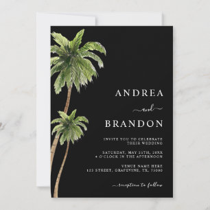 Invitación Boda de playa de arena tropical de palmeras todo e