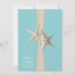 Invitación Boda de playa de Burlap y Starfish Aqua