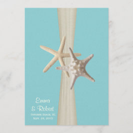 Invitación Boda de playa de Burlap y Starfish Aqua