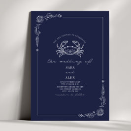 Invitación Boda de playa de cangrejo azul de la marina rusa d