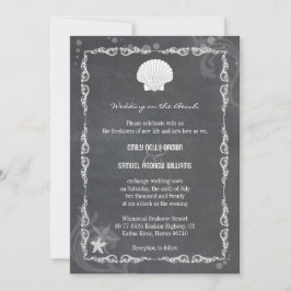 Invitación Boda de playa de Chalkboard moderna con caparazón 