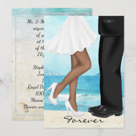 Invitación Boda de playa de destino con novia y novio