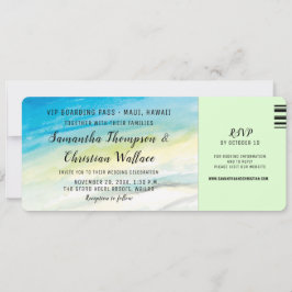 Invitación Boda de playa de destino de pases de embarque