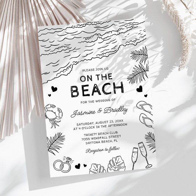 Invitación Boda de playa de Doodle caprichosa (Subido por el creador)